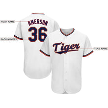 Load image into Gallery viewer, Custom White Navy-Red Baseball Jersey
