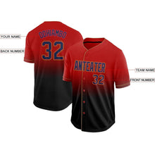 Load image into Gallery viewer, Custom Red Navy-Black Fade Baseball Jersey
