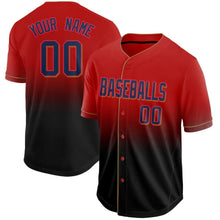 Load image into Gallery viewer, Custom Red Navy-Black Fade Baseball Jersey
