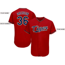 Load image into Gallery viewer, Custom Red Navy-Old Gold Baseball Jersey
