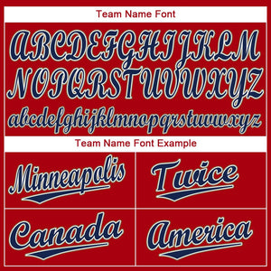 Custom Red Navy-Old Gold Baseball Jersey