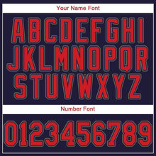 Load image into Gallery viewer, Custom Navy Red-Old Gold Baseball Jersey
