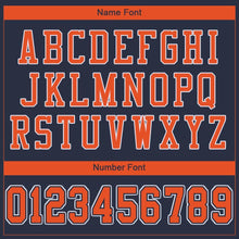 Load image into Gallery viewer, Custom Navy Orange-White Mesh Authentic Football Jersey
