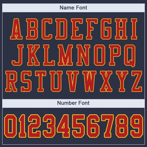 Custom Navy Scarlet-Gold Mesh Authentic Football Jersey