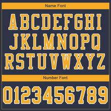 Load image into Gallery viewer, Custom Navy Gold-White Mesh Authentic Football Jersey
