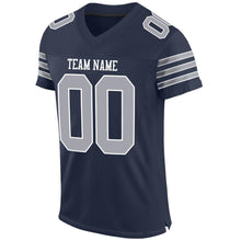 Load image into Gallery viewer, Custom Navy Gray-White Mesh Authentic Football Jersey
