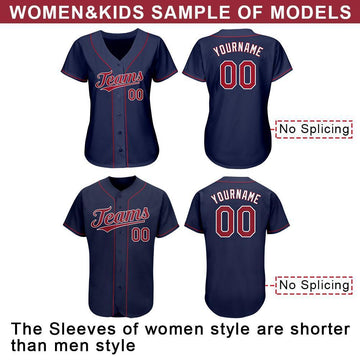 Custom Navy Red-White Authentic Baseball Jersey