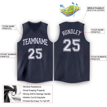 Load image into Gallery viewer, Custom Navy White V-Neck Basketball Jersey
