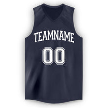 Load image into Gallery viewer, Custom Navy White V-Neck Basketball Jersey
