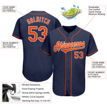 Load image into Gallery viewer, Custom Navy Orange-White Authentic Baseball Jersey
