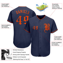 Load image into Gallery viewer, Custom Navy Orange Authentic Baseball Jersey
