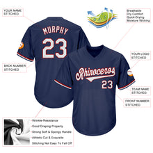 Load image into Gallery viewer, Custom Navy White-Red Authentic Throwback Rib-Knit Baseball Jersey Shirt

