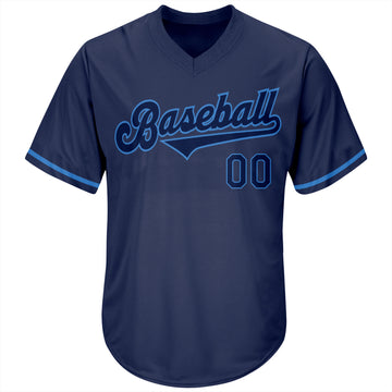 Custom Navy Navy-Powder Blue Authentic Throwback Rib-Knit Baseball Jersey Shirt