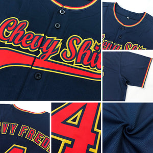 Custom Navy Red-White Authentic Baseball Jersey