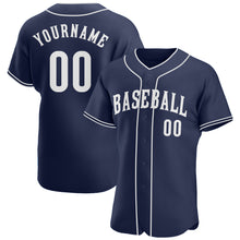 Load image into Gallery viewer, Custom Navy White Authentic Baseball Jersey
