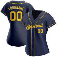 Load image into Gallery viewer, Custom Navy Gold-Navy Authentic Baseball Jersey
