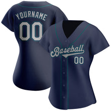 Load image into Gallery viewer, Custom Navy Gray-Aqua Authentic Baseball Jersey
