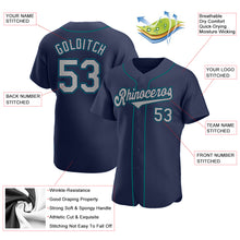 Load image into Gallery viewer, Custom Navy Gray-Aqua Authentic Baseball Jersey
