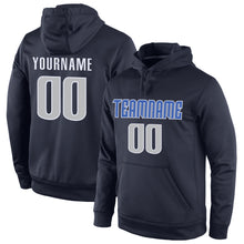 Load image into Gallery viewer, Custom Stitched Navy Gray-Blue Sports Pullover Sweatshirt Hoodie
