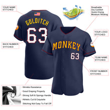 Load image into Gallery viewer, Custom Navy White-Gold Authentic American Flag Fashion Baseball Jersey
