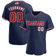 Load image into Gallery viewer, Custom Navy Red-White Authentic American Flag Fashion Baseball Jersey

