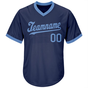 Custom Navy Light Blue Authentic Throwback Rib-Knit Baseball Jersey Shirt