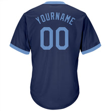 Load image into Gallery viewer, Custom Navy Light Blue Authentic Throwback Rib-Knit Baseball Jersey Shirt

