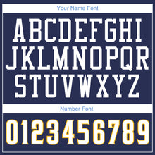 Load image into Gallery viewer, Custom Navy White-Gold Authentic Throwback Rib-Knit Baseball Jersey Shirt
