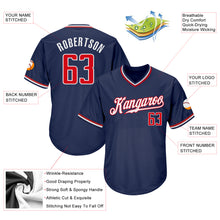 Load image into Gallery viewer, Custom Navy Red-White Authentic Throwback Rib-Knit Baseball Jersey Shirt
