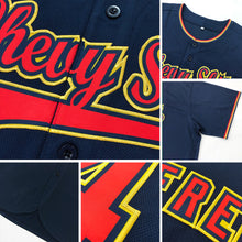 Load image into Gallery viewer, Custom Navy White-Orange Authentic Baseball Jersey
