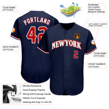 Load image into Gallery viewer, Custom Navy Red-White Authentic Baseball Jersey
