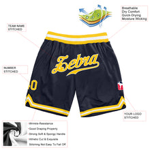 Load image into Gallery viewer, Custom Navy Gold-White Authentic Throwback Basketball Shorts
