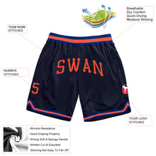Load image into Gallery viewer, Custom Navy Orange-Royal Authentic Throwback Basketball Shorts
