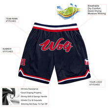 Load image into Gallery viewer, Custom Navy Red-White Authentic Throwback Basketball Shorts
