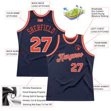 Load image into Gallery viewer, Custom Navy Orange-Silver Gray Authentic Throwback Basketball Jersey
