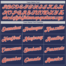 Load image into Gallery viewer, Custom Navy Orange-Silver Gray Authentic Throwback Basketball Jersey
