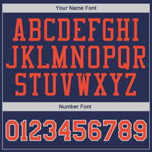 Load image into Gallery viewer, Custom Navy Orange-Silver Gray Authentic Throwback Basketball Jersey
