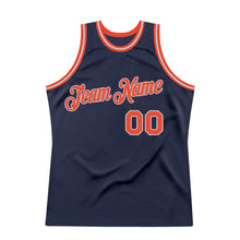 Load image into Gallery viewer, Custom Navy Orange-Silver Gray Authentic Throwback Basketball Jersey
