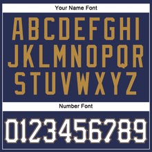Load image into Gallery viewer, Custom Navy White-Old Gold Authentic Throwback Basketball Jersey
