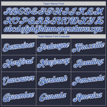 Load image into Gallery viewer, Custom Navy Silver Gray-Blue Authentic Throwback Basketball Jersey
