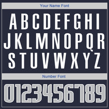 Load image into Gallery viewer, Custom Navy Silver Gray-Blue Authentic Throwback Basketball Jersey
