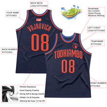 Load image into Gallery viewer, Custom Navy Orange-Blue Authentic Throwback Basketball Jersey
