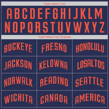 Load image into Gallery viewer, Custom Navy Orange-Blue Authentic Throwback Basketball Jersey

