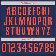 Load image into Gallery viewer, Custom Navy Orange-Blue Authentic Throwback Basketball Jersey
