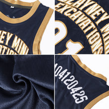 Load image into Gallery viewer, Custom Navy Orange-Blue Authentic Throwback Basketball Jersey
