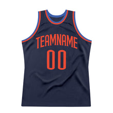 Load image into Gallery viewer, Custom Navy Orange-Blue Authentic Throwback Basketball Jersey
