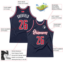 Load image into Gallery viewer, Custom Navy Red-White Authentic Throwback Basketball Jersey
