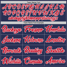 Load image into Gallery viewer, Custom Navy Red-White Authentic Throwback Basketball Jersey
