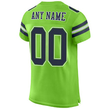 Load image into Gallery viewer, Custom Neon Green Navy-White Mesh Authentic Football Jersey
