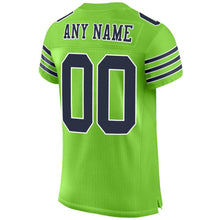 Load image into Gallery viewer, Custom Neon Green Navy-White Mesh Authentic Football Jersey
